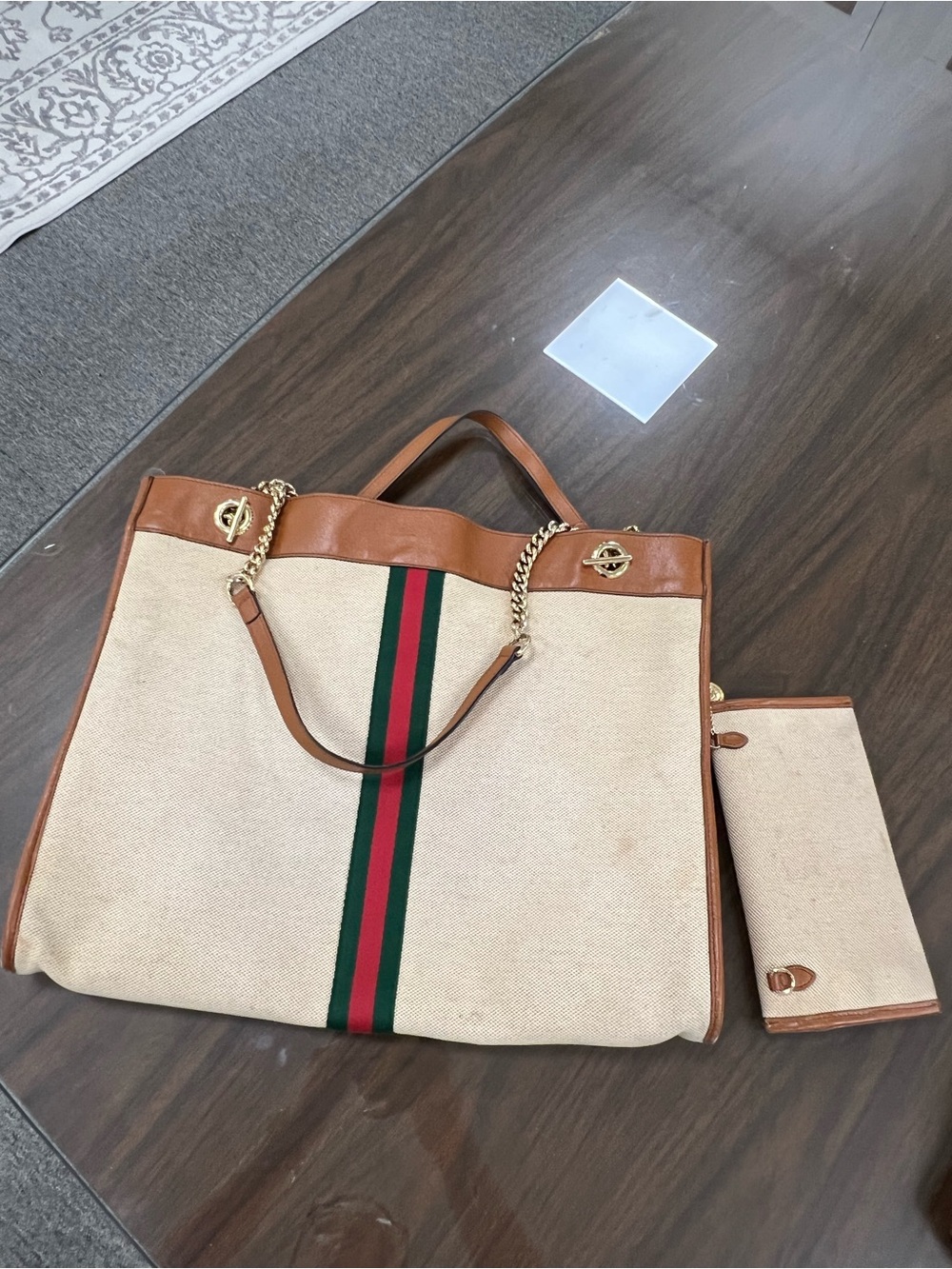 Gucci Canvas Tote with Pouch - Picture 2 of 5